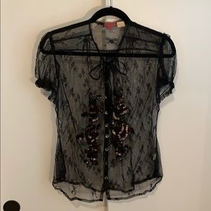 Chan Luu Embellished Sheer Top